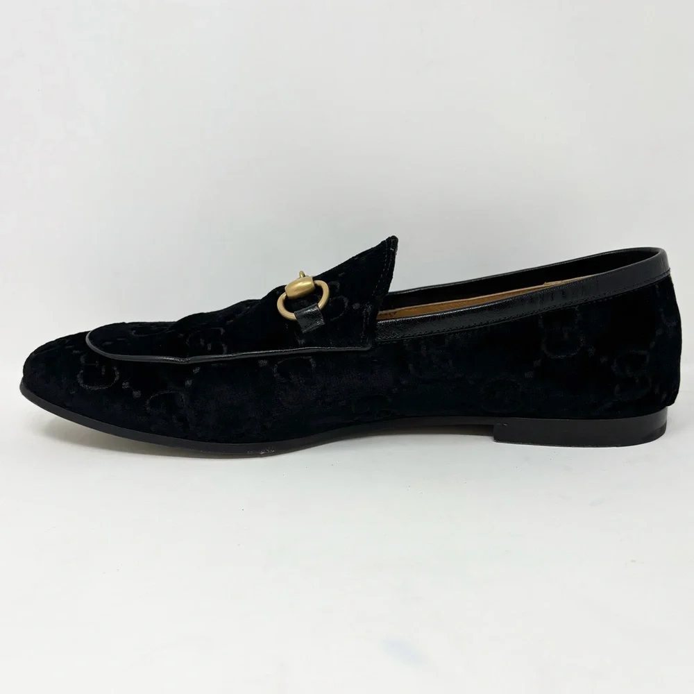 Gucci Jordaan GG Velvet Horsebit Loafers Black Nero/Nero Men’s Size 9.5